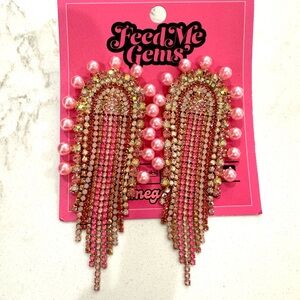 NWT Neon Pink Pearl Jumbo Earrings
